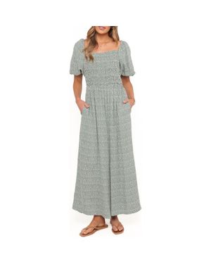Petal & Pup Bethany Smocked Wide Leg Jumpsuit - Gray