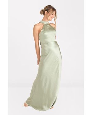 Six Stories Halter Neck Satin Bridesmaid Dress - White