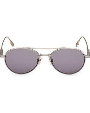 ZEGNA 55Mm Pilot Sunglasses - Gray