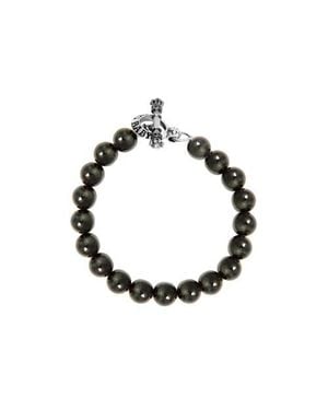 King Baby Studio 10Mm Tiger Eye Bracelet With Toggle Clasp - Black