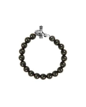 King Baby Studio 10Mm Tiger Eye Bracelet With Toggle Clasp - Black