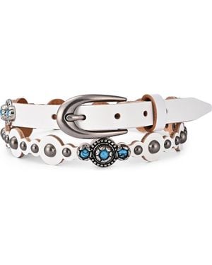 Old Trend Rosa Genuine Leather Embellished Vintage Inspired Belt - White