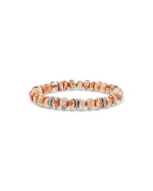 Sheryl Lowe Mexican Fire Opal 8Mm Bead Bracelet With 3 Diamond Rondelles - White