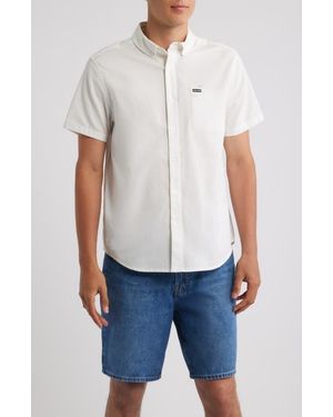 Brixton Sanford Oxford Short Sleeve Cotton Blend Button-Up Shirt - Blue