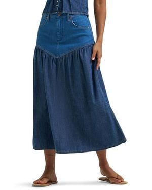 Wrangler Western Tiered Midi Skirt - Blue