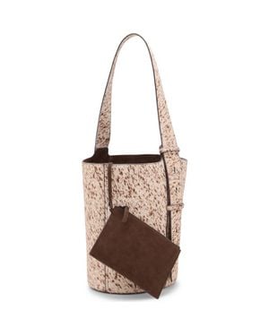 Mango Genuine Calf Hair & Leather Bucket Bag - Brown