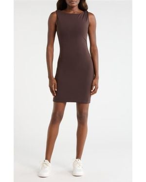 Mpg Ruched Sculpt Sleeveless Minidress - Brown