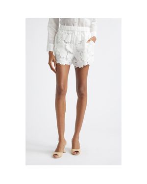 L'Agence Laina Floral Lace Cotton Shorts - White