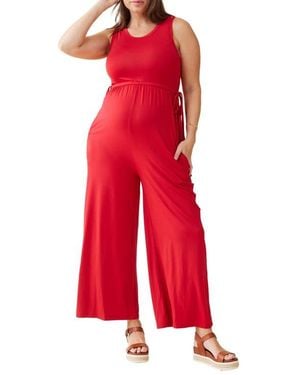 Ingrid & Isabel Wide Leg Maternity Jumpsuit - Red