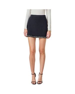 Endless Rose Embellished Trim Knit Miniskirt - Blue