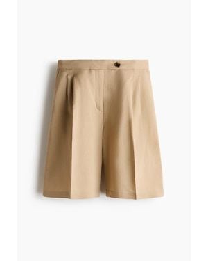 H&M Linen-Blend Bermuda Shorts - Natural