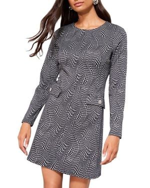 Friends Like These Long Sleeve Check Minidress - Gray