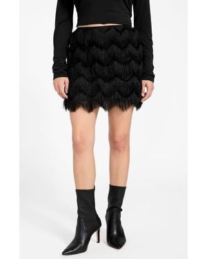 Guess Alyna Fringe Miniskirt - Black
