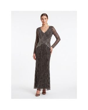 LARA New York Long Sleeve Beaded Gown - Multicolor