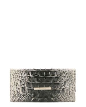 Brahmin Cordelia Croc Embossed Leather Trifold Wallet - Gray