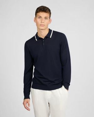Onia Extra Fine Merino Wool Long Sleeve Polo - Blue