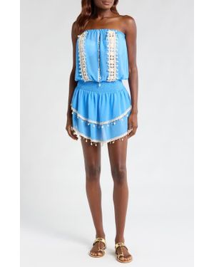 Ramy Brook Perry Shell Trim Strapless Cover-Up Minidress - Blue