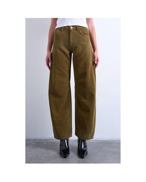TOPSHOP High Waist Barrel Corduroy Jeans - Green