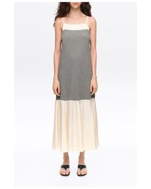 Bimba Y Lola A-Line Two-Material Midi Dress - Gray