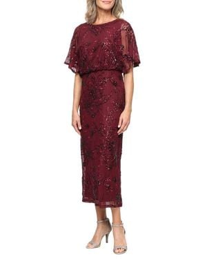 Sl Fashions Sequin Blouson Bodice Gown - Red