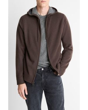 Vince Cashmere Zip Hoodie Sweater - Brown