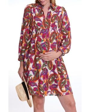 Cache Coeur Soledad Long Sleeve Maternity/Nursing Dress - Red
