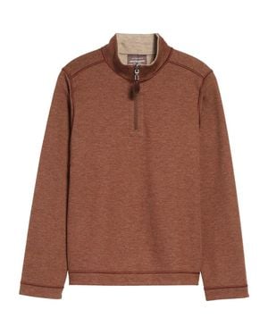 Johnston & Murphy Kids' Solid Reversible Quarter Zip Pullover - Brown
