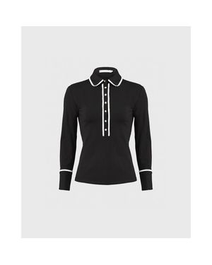 Anne Fontaine Shirt Faustine Designer Long Sleeve Shirt - Black