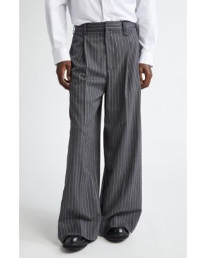 Simone Rocha Wide Leg Pinstripe Pants - Gray