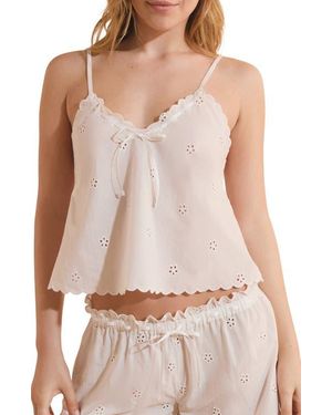 Etam Petal Scalloped Eyelet Cotton Caraco - Multicolor