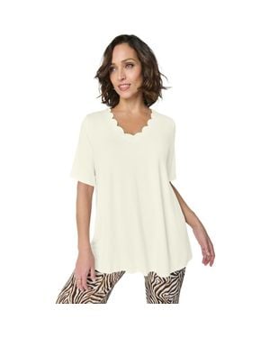 Jessica London Scalloped V-Neck Tunic - White