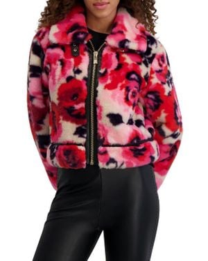 KARL LAGERFELD Python Print Faux Fur Jacket - Red