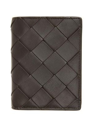 Nordstrom Woven Leather Bifold Card Case - Black
