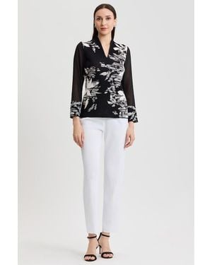 Ming Wang Mixed-Media Floral Jacquard Knit Tunic - Black