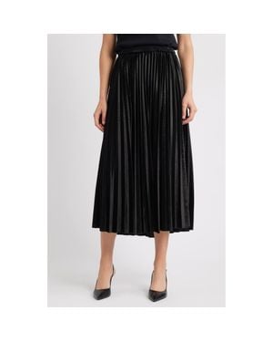 Anne Klein Pull-On Pleated Velour Skirt - Black