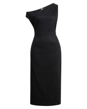 Nordstrom Floral Off The Shoulder Linen Blend Midi Dress - Black