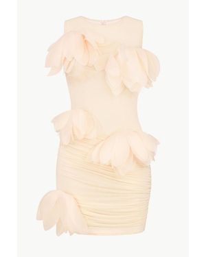 Malva Florea Draped Mini Dress With Oversized Florals - Natural