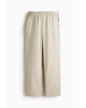 H&M Easy Care Loose Fit Linen-Blend Pants - White