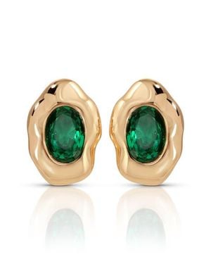 Ettika Molten Glow Crystal Stud Earrings - Green