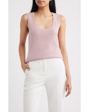 Tahari U-Neck Sweater Tank - Pink