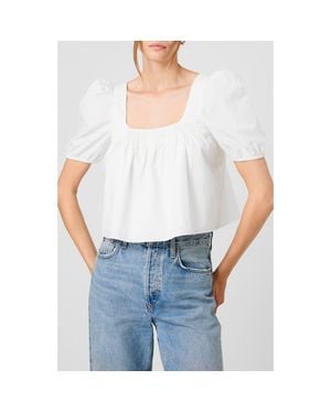 French Connection Cambria Cotton Puff Sleeve Top - White