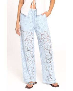 Petal & Pup Sabina Lace Wide Leg Pants - Blue