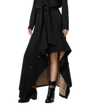 Burberry Heather Asymmetric Cotton Gabardine Trench Skirt - Black