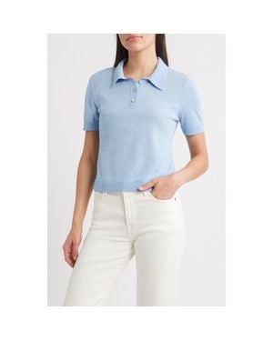 Mango Cielo Short Sleeve Polo Sweater - Blue