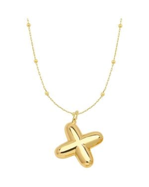 Emma Rae 14K Plated Bubble Initial Pendant Necklace - Metallic