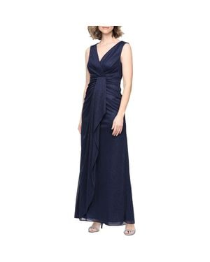Alex Evenings Sleeveless Glitter Mesh Gown - Blue