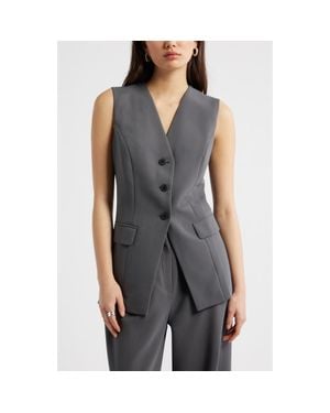 Open Edit Icon Twill Relaxed Vest - Gray