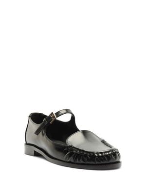 SCHUTZ SHOES Tyla Buckle Leather Mary Jane Flat - Black