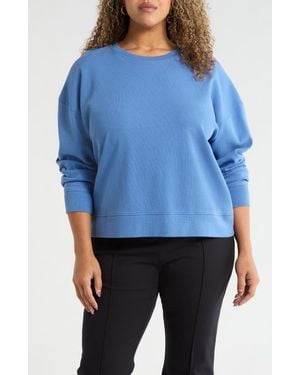 Caslon Stretch Cotton Rib Sweatshirt - Blue