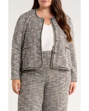 Lyssé Collarless Stretch Tweed Jacket - Gray